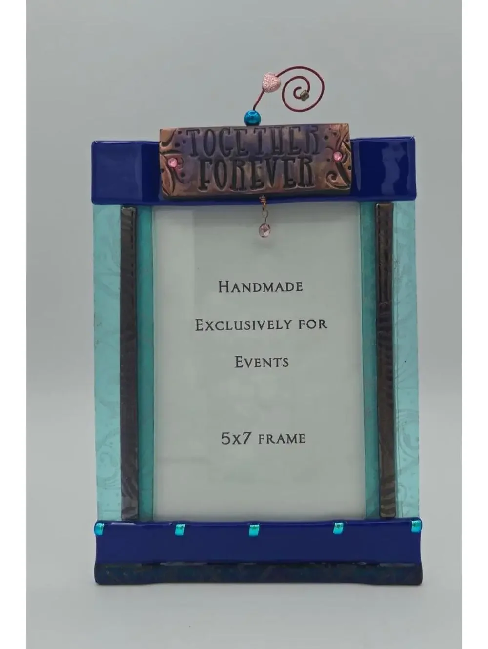 Handmade Fused Glass Together Forever Frame Signed Kaminski Wedding Anniversary